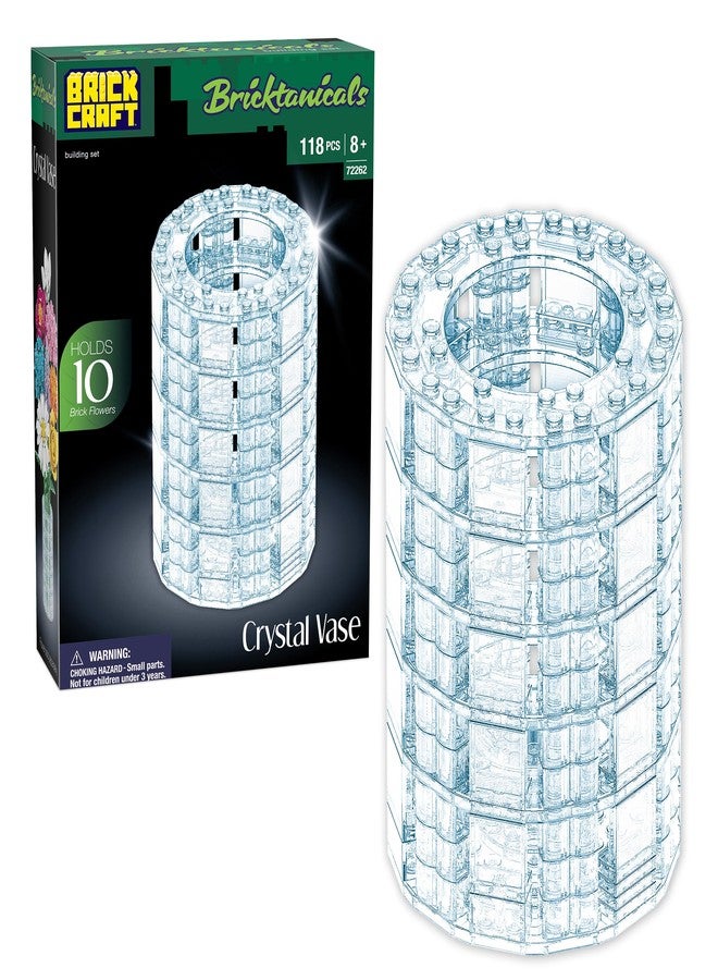 Brickcraft Bricktanicals Crystal Vase Building Set 118pcs Transparent Brick Flower Holder Fits 10 Stems Compatible Botanical Building Blocks Display Case Home Office Décor Gift for Adults Kids - Image 1